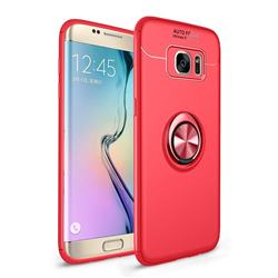 Auto Focus Invisible Ring Holder Soft Phone Case for Samsung Galaxy S7 Edge s7edge - Red