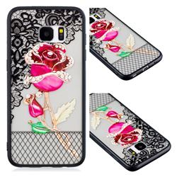 Rose Lace Diamond Flower Soft TPU Back Cover for Samsung Galaxy S7 Edge s7edge