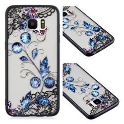 Butterfly Lace Diamond Flower Soft TPU Back Cover for Samsung Galaxy S7 Edge s7edge