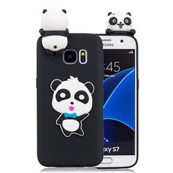 Blue Bow Panda Soft 3D Climbing Doll Soft Case for Samsung Galaxy S7 Edge s7edge