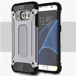 King Kong Armor Premium Shockproof Dual Layer Rugged Hard Cover for Samsung Galaxy S7 Edge s7edge - Silver Grey