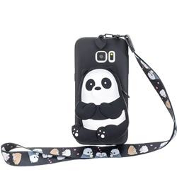 Cute Panda Neck Lanyard Zipper Wallet Silicone Case for Samsung Galaxy S7 Edge s7edge
