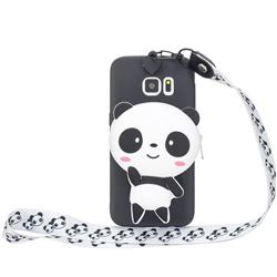 White Panda Neck Lanyard Zipper Wallet Silicone Case for Samsung Galaxy S7 Edge s7edge