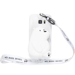 White Polar Bear Neck Lanyard Zipper Wallet Silicone Case for Samsung Galaxy S7 Edge s7edge