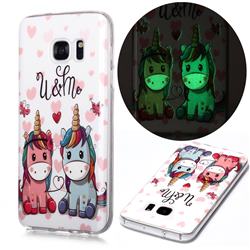 Couple Unicorn Noctilucent Soft TPU Back Cover for Samsung Galaxy S7 Edge s7edge