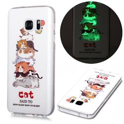 Cute Cat Noctilucent Soft TPU Back Cover for Samsung Galaxy S7 Edge s7edge