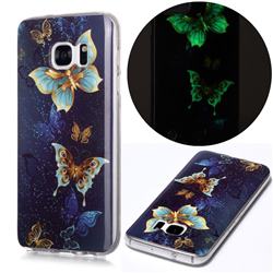 Golden Butterflies Noctilucent Soft TPU Back Cover for Samsung Galaxy S7 Edge s7edge