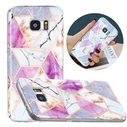 Purple and White Painted Marble Electroplating Protective Case for Samsung Galaxy S7 Edge s7edge