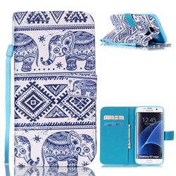 Elephant Tribal Leather Wallet Case for Samsung Galaxy S7 Edge G935