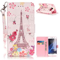 Butterfly Tower 3D Painted Leather Wallet Case for Samsung Galaxy S7 Edge