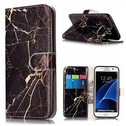 Black Gold Marble PU Leather Wallet Case for Samsung Galaxy S7 Edge G935