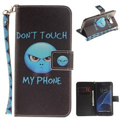 Not Touch My Phone Hand Strap Leather Wallet Case for Samsung Galaxy S7 Edge s7edge