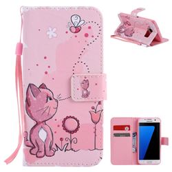 Cats and Bees PU Leather Wallet Case for Samsung Galaxy S7 Edge s7edge