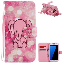 Pink Elephant PU Leather Wallet Case for Samsung Galaxy S7 Edge s7edge