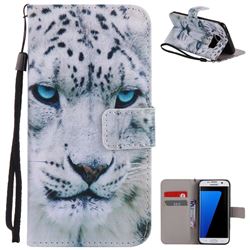 White Leopard PU Leather Wallet Case for Samsung Galaxy S7 Edge s7edge