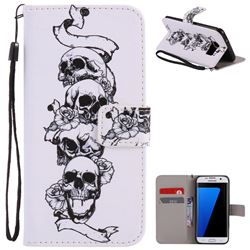 Skull Head PU Leather Wallet Case for Samsung Galaxy S7 Edge s7edge