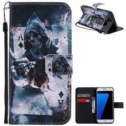 Skull Magician PU Leather Wallet Case for Samsung Galaxy S7 Edge s7edge