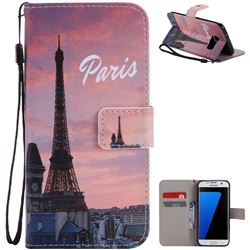 Paris Eiffel Tower PU Leather Wallet Case for Samsung Galaxy S7 Edge s7edge