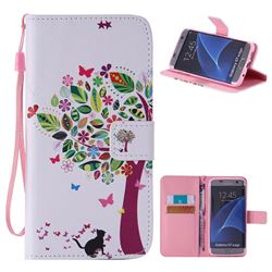 Cat and Tree PU Leather Wallet Case for Samsung Galaxy S7 Edge s7edge