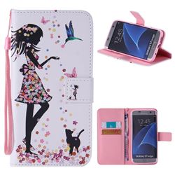 Petals and Cats PU Leather Wallet Case for Samsung Galaxy S7 Edge s7edge