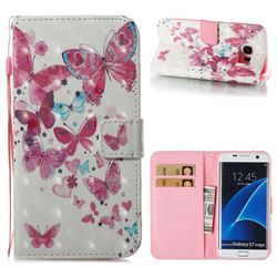 Heart Butterfly 3D Painted Leather Wallet Case for Samsung Galaxy S7 Edge s7edge