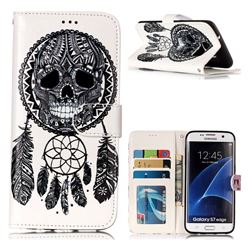 Wind Chimes Skull 3D Relief Oil PU Leather Wallet Case for Samsung Galaxy S7 Edge s7edge