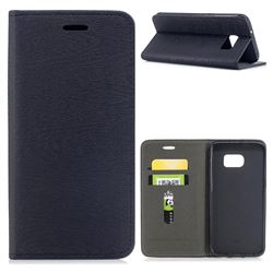 Tree Bark Pattern Automatic suction Leather Wallet Case for Samsung Galaxy S7 Edge s7edge - Black