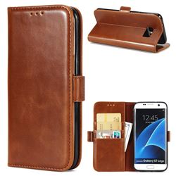 Luxury Crazy Horse PU Leather Wallet Case for Samsung Galaxy S7 Edge s7edge - Brown