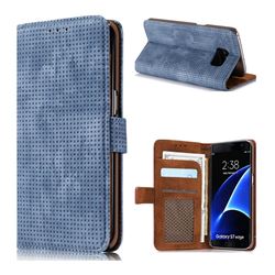 Luxury Vintage Mesh Monternet Leather Wallet Case for Samsung Galaxy S7 Edge s7edge - Blue