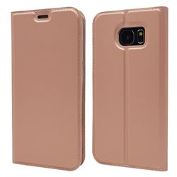 Ultra Slim Card Magnetic Automatic Suction Leather Wallet Case for Samsung Galaxy S7 Edge s7edge - Rose Gold