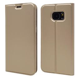 Ultra Slim Card Magnetic Automatic Suction Leather Wallet Case for Samsung Galaxy S7 Edge s7edge - Champagne