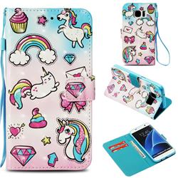 Diamond Pony 3D Painted Leather Wallet Case for Samsung Galaxy S7 Edge s7edge