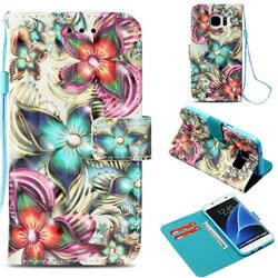 Kaleidoscope Flower 3D Painted Leather Wallet Case for Samsung Galaxy S7 Edge s7edge