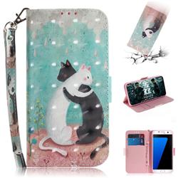 Black and White Cat 3D Painted Leather Wallet Phone Case for Samsung Galaxy S7 Edge s7edge