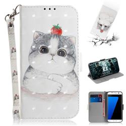 Cute Tomato Cat 3D Painted Leather Wallet Phone Case for Samsung Galaxy S7 Edge s7edge