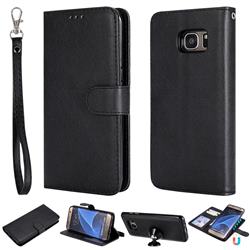 Retro Greek Detachable Magnetic PU Leather Wallet Phone Case for Samsung Galaxy S7 Edge s7edge - Black
