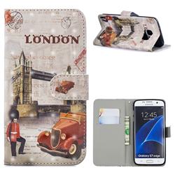 Retro London 3D Painted Leather Phone Wallet Case for Samsung Galaxy S7 Edge s7edge
