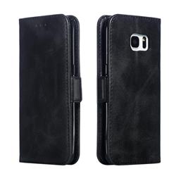 Retro Classic Calf Pattern Leather Wallet Phone Case for Samsung Galaxy S7 Edge s7edge - Black