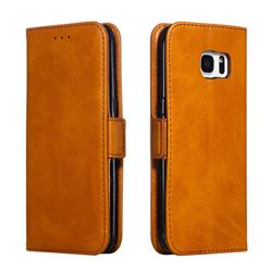 Retro Classic Calf Pattern Leather Wallet Phone Case for Samsung Galaxy S7 Edge s7edge - Yellow