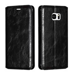 Retro Slim Magnetic Crazy Horse PU Leather Wallet Case for Samsung Galaxy S7 Edge s7edge - Black