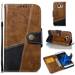 Retro Magnetic Stitching Wallet Flip Cover for Samsung Galaxy S7 Edge s7edge - Brown