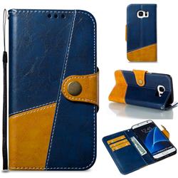 Retro Magnetic Stitching Wallet Flip Cover for Samsung Galaxy S7 Edge s7edge - Blue