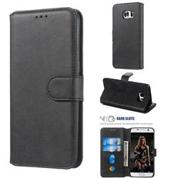 Retro Calf Matte Leather Wallet Phone Case for Samsung Galaxy S7 Edge s7edge - Black
