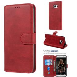 Retro Calf Matte Leather Wallet Phone Case for Samsung Galaxy S7 Edge s7edge - Red