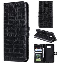Luxury Crocodile Magnetic Leather Wallet Phone Case for Samsung Galaxy S7 Edge s7edge - Black