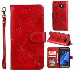 Embossing Geometric Leather Wallet Case for Samsung Galaxy S7 Edge s7edge - Red