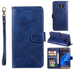 Embossing Geometric Leather Wallet Case for Samsung Galaxy S7 Edge s7edge - Blue
