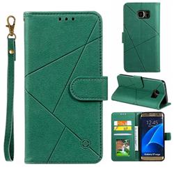 Embossing Geometric Leather Wallet Case for Samsung Galaxy S7 Edge s7edge - Green