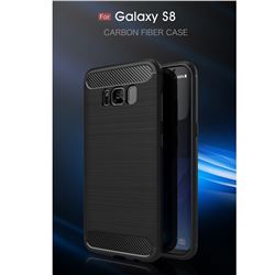 Luxury Carbon Fiber Brushed Wire Drawing Silicone TPU Back Cover for Samsung Galaxy S8 (Black)