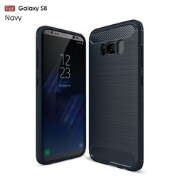 Luxury Carbon Fiber Brushed Wire Drawing Silicone TPU Back Cover for Samsung Galaxy S8 (Navy)
